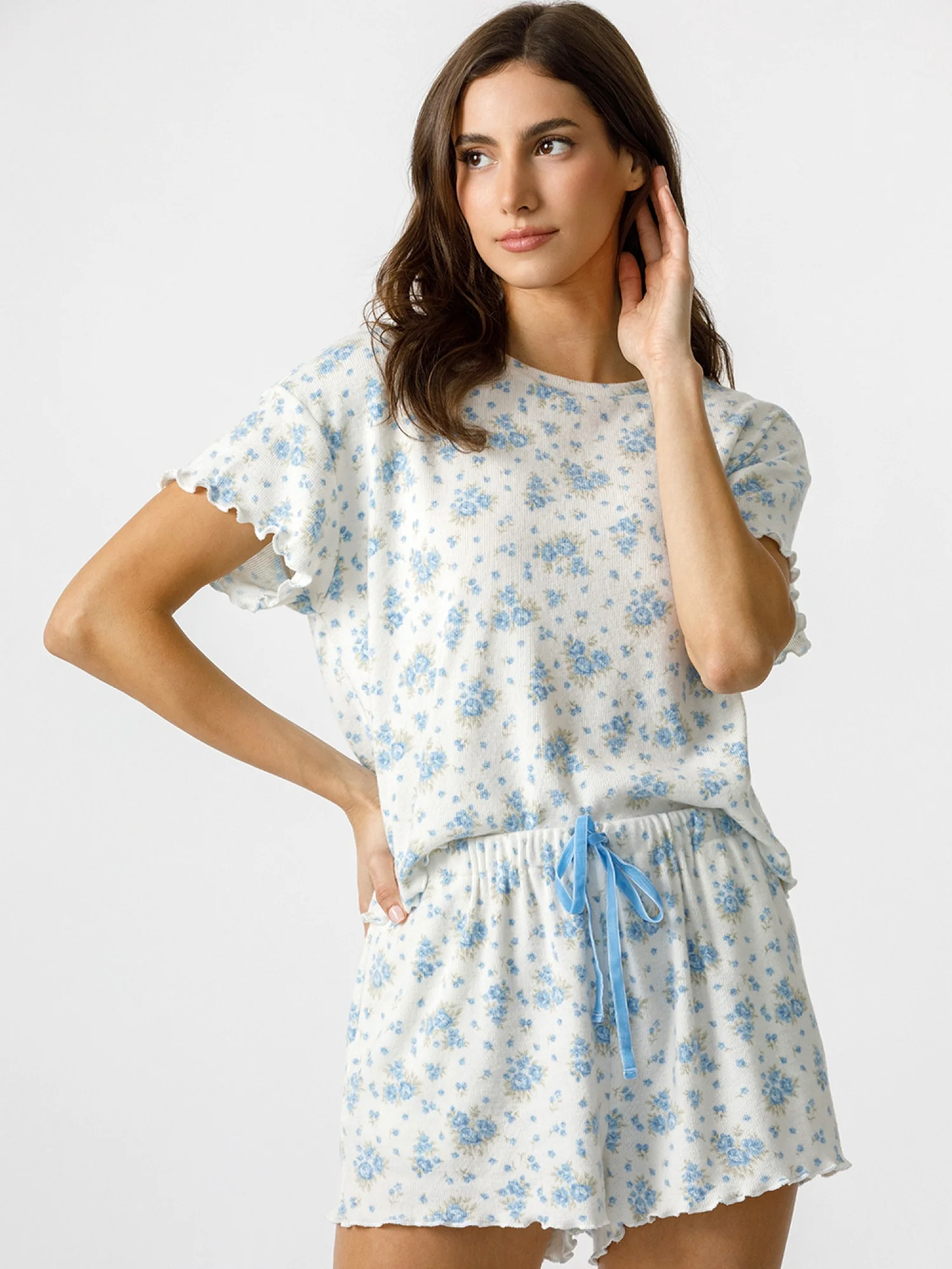 English Rose Blue Comfy Short Set - Image 3