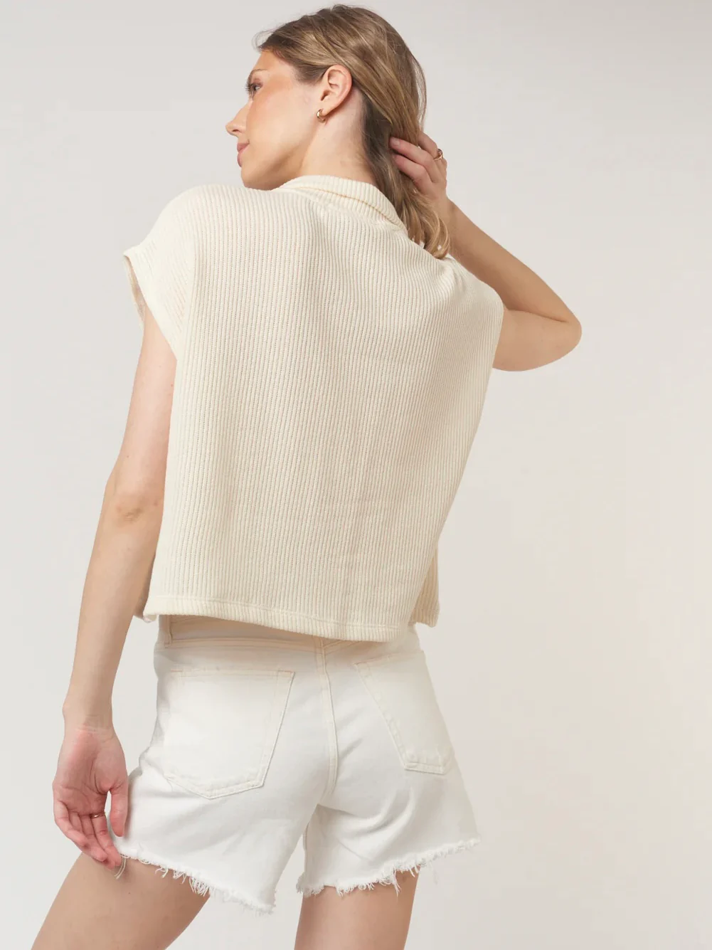 Fernanda Button Front Ribbed Tee - Image 2