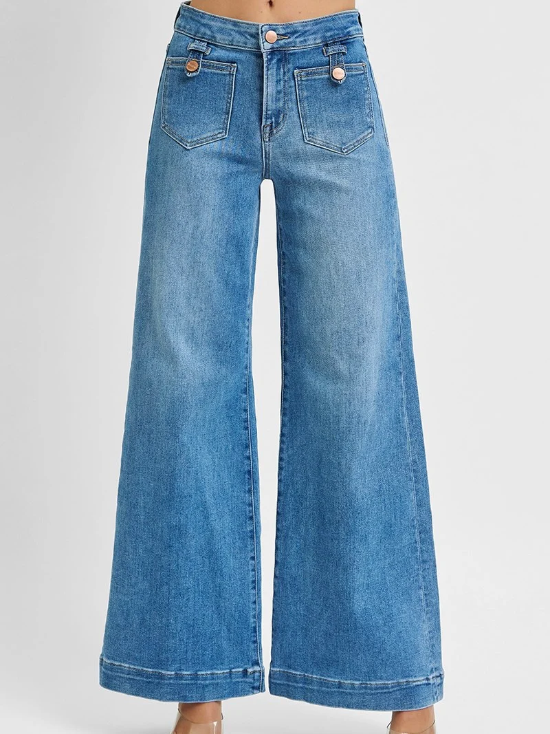 Makenna Mid Rise Front Patch Pocket Jean - Image 3