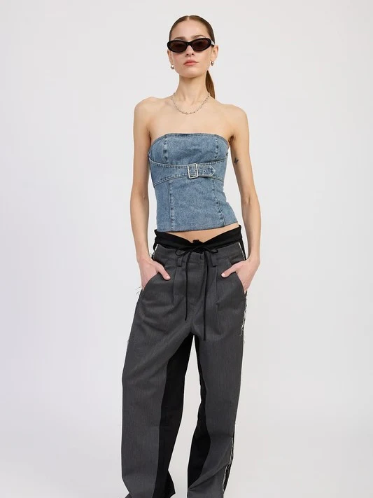 Nashville Buckle Denim Strapless Top - Image 4