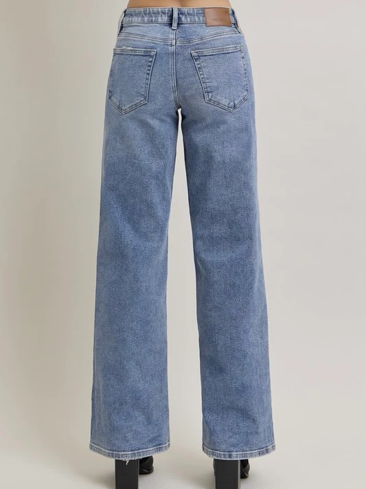 Nori Mid Rise Wide Leg Jean Medium Dark Wash - Image 3