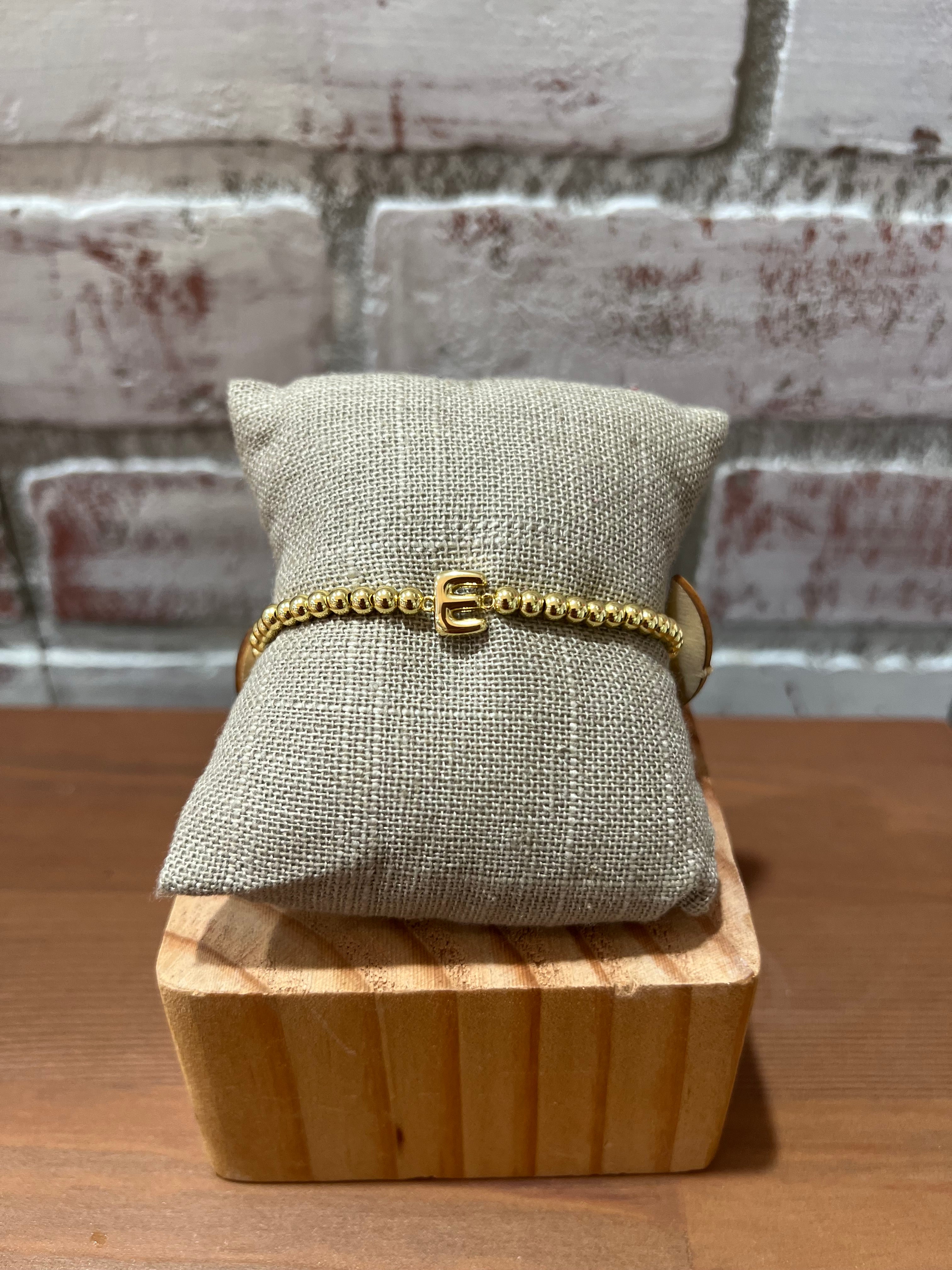 Paulina Stretch Gold Initial Bead Bracelet - Image 5