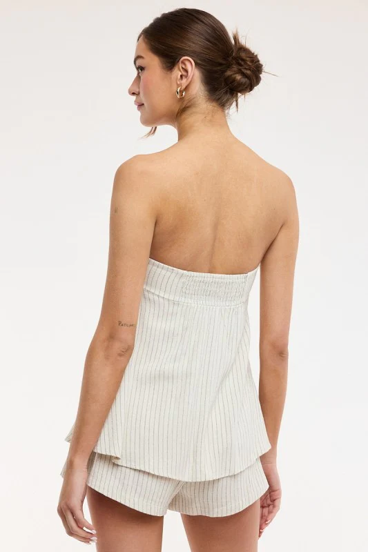 Luna Coast Strapless Striped Tie-Front Romper Dress - Image 5
