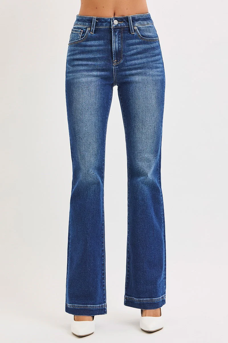 Risen Low Rise Stretch Flare Jeans – Deep Blue - Image 2