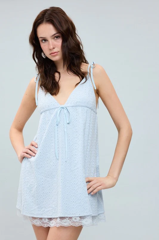 Summer Days Eyelet Dress - Baby Blue - Image 3