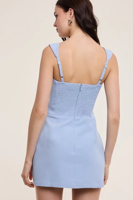 West Village Dress Romper – Pale Blue - Image 3
