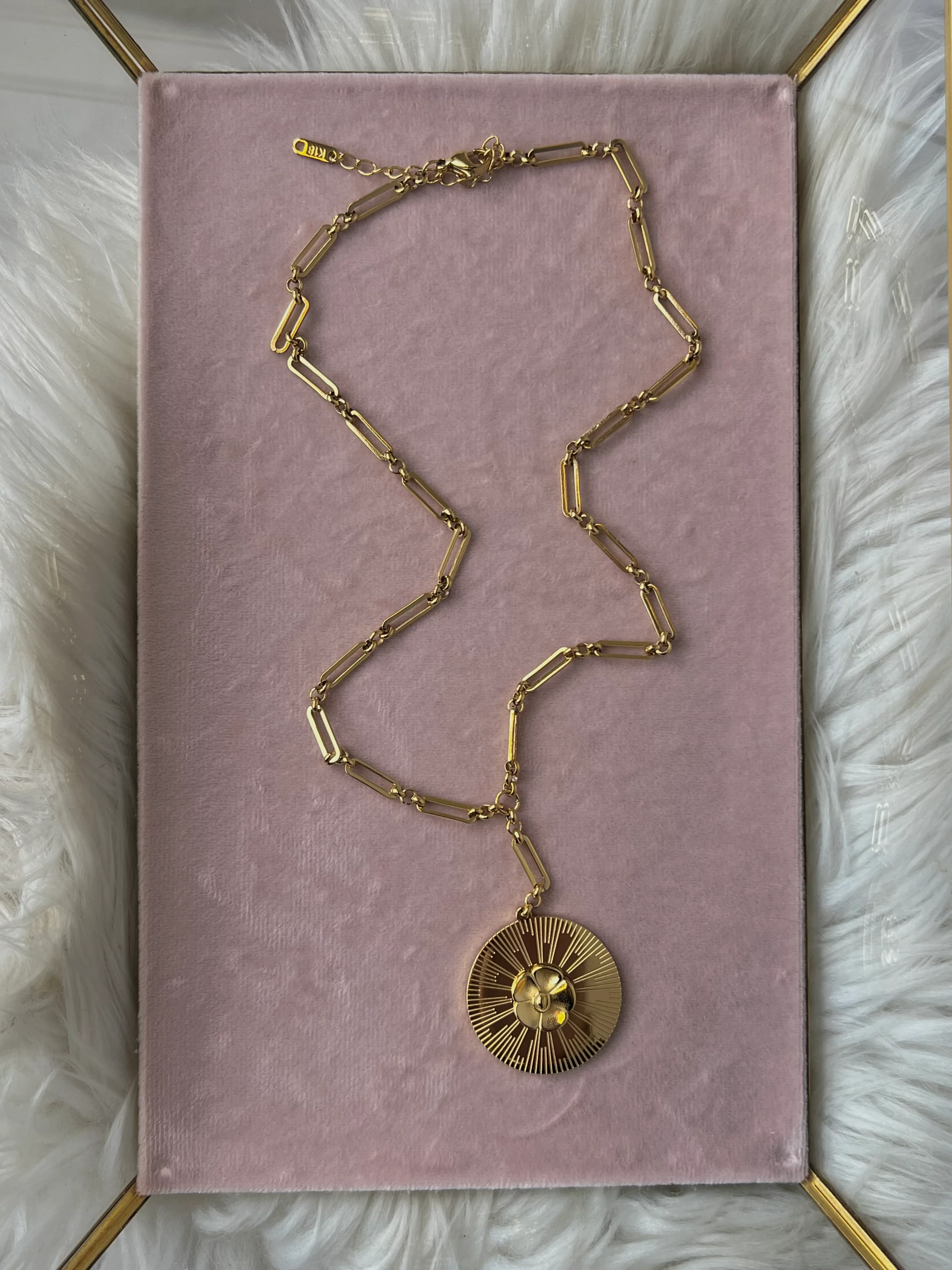 The Hana Medallion Y Necklace – Water & Tarnish Resistant - Image 2