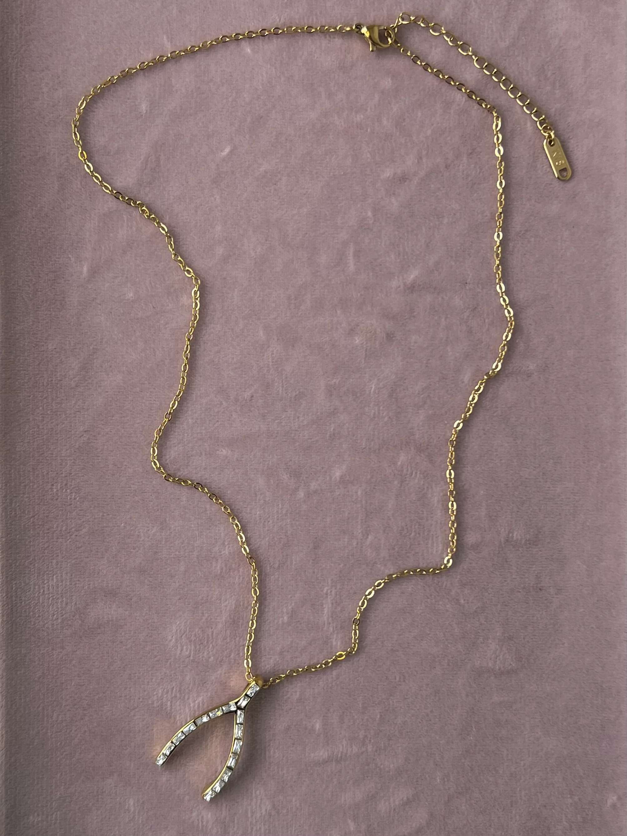 The Lila Wishbone Necklace – 18K Gold Plated, Water & Tarnish Resistant - Image 2