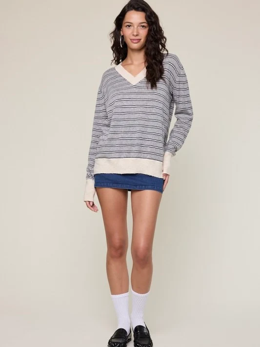 Toni Striped V-Neck Soft Sweater - Image 4