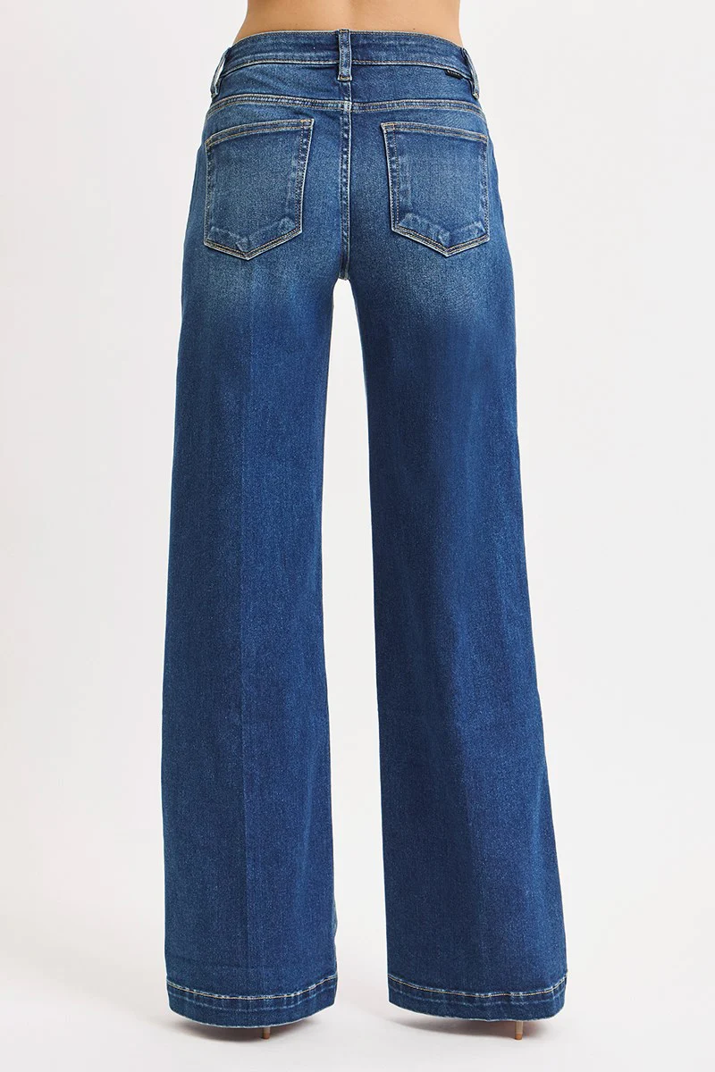 Risen Tummy Control Mid Rise Wide Leg Jean - Image 2