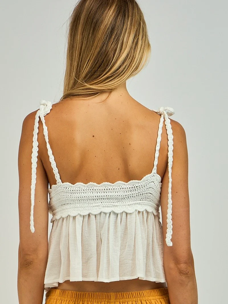 Willow White Crochet Crop Top - Image 2